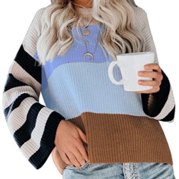 NWT Thick Knit Bell Sleeve Bold Slouchy Sweater - Picture 2 of 4